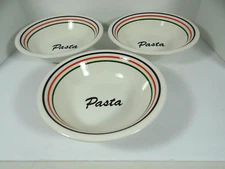 La Primula Roma Pasta Bowls Set of 3 Italy Black Orange Green Rings