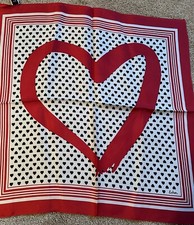 Echo NWT 100 Silk Red White Black Heart print 21  Square scarf