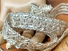 vintage metallic silver 5/8" trim 35"pc made in France