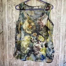 Liz Claiborne Womens Patterned Sleeveless Sheer Top w/ Attached White Cami M
