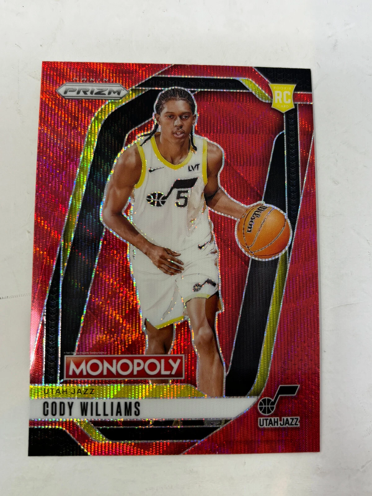 Cody Williams 2024-25 NBA Prizm Monopoly Red Wave Parallel RC #35 Jazz Rookie