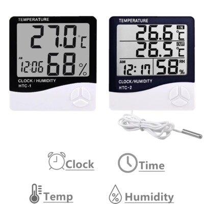 Temperature Indoor Digital LCD Hygrometer Temperature Humidity Meter Alarm Clock