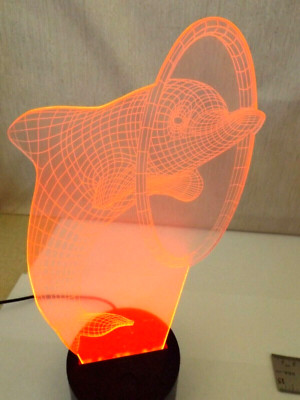 3-D TYPE DOLPHIN Figure NIGHT LIGHT LAMP has 7 Changing Colors Base & USB Cord
