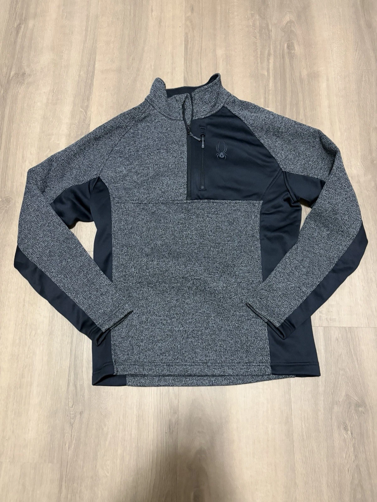 Spyder Men’s 1/4 Zip Performance Pullover Jacket Gray Black Size Medium