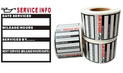 EWS PRODUCTS Vehicle Service Stickers, Date, Miles, Serviced By, Notes, Service Reminder
