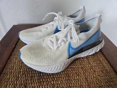 Nike React Flyknit Men's Running Shoes Size 9 White/Blue