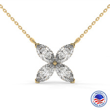 14K Gold Butterfly Pendant: 2 CTW Marquise Lab Grown Diamond Necklace
