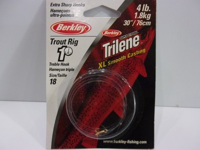 BERKLEY size 18 treble hook w/ 30 inch 4 lb leader New In Package
