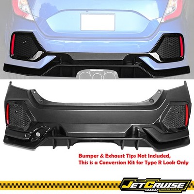 Fits 17-21 Honda Civic Hatchback Rear Bumper Garnish Convert to Type R Look - PP