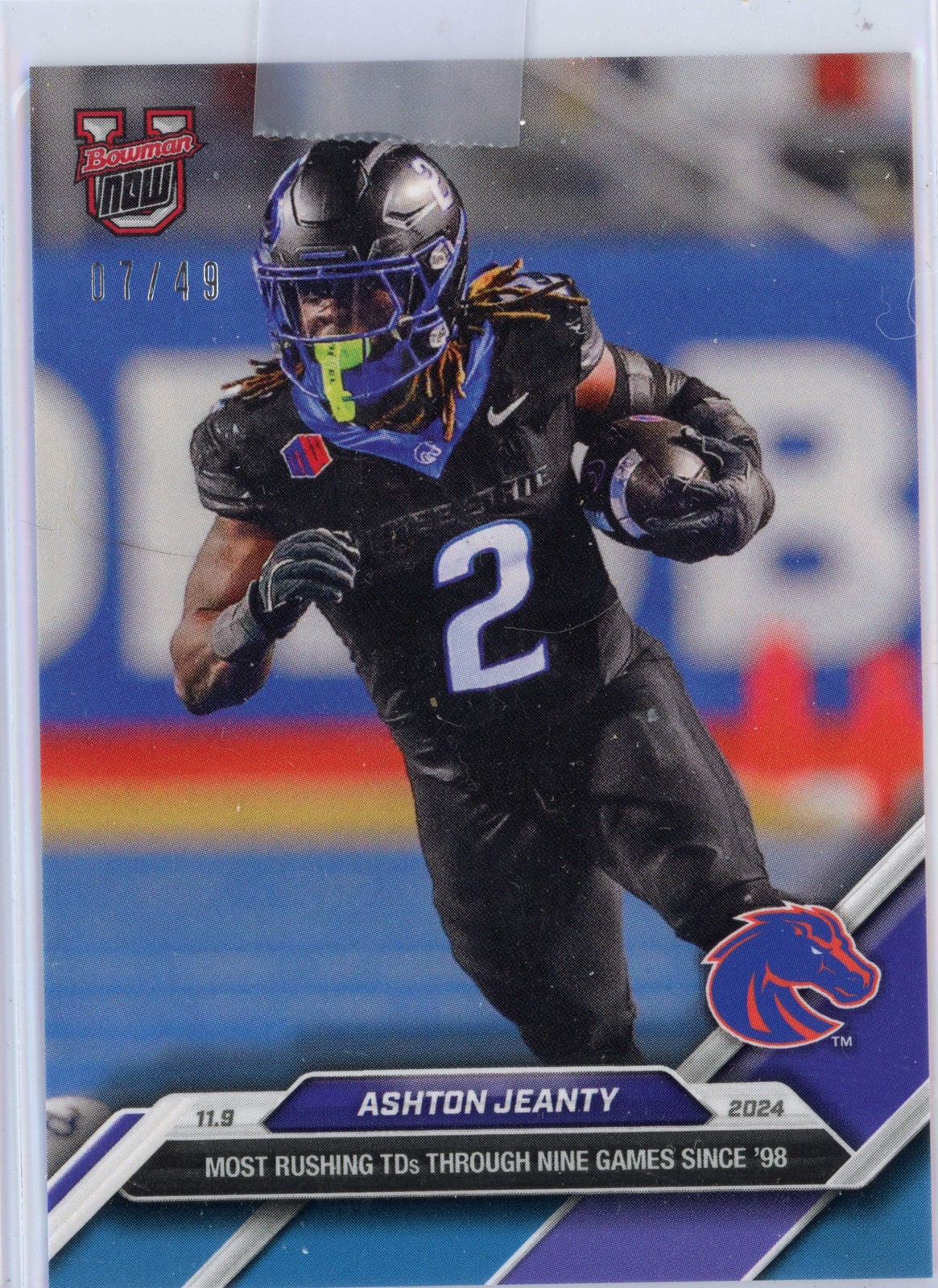 2024 Bowman U Now Ashton Jeanty #38 Blue /49 Boise State Broncos Football Card