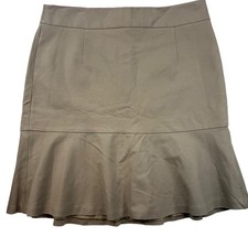 Banana Republic Khaki Tan Flounce Hem Mini Skirt 8 preppy office neutral