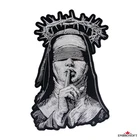 Blindfolded Nun Embroidered Iron-On Patch – Gothic Religious Art for Jackets