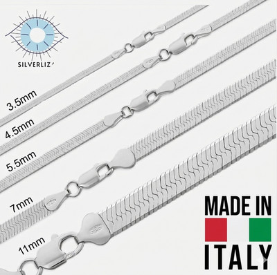 Echte massive 925 Sterling Silber Fischgrät Kette Halskette 3,5-11 mm Made in Italy