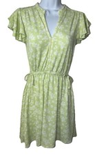 MNG by mango dress Size 2 Lime Green Floral Flutter Sleeve