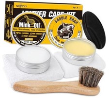 Leather Boot Care Kit, Mink Oil  Saddle Soap for Leather Cleaner  Boots White
