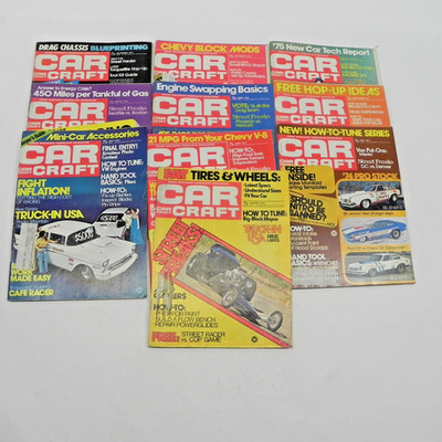 1974 CAR CRAFT MAGAZINE LOT OF 10 ISSUES HOT RODS DRAG RACING PERFORMANCE