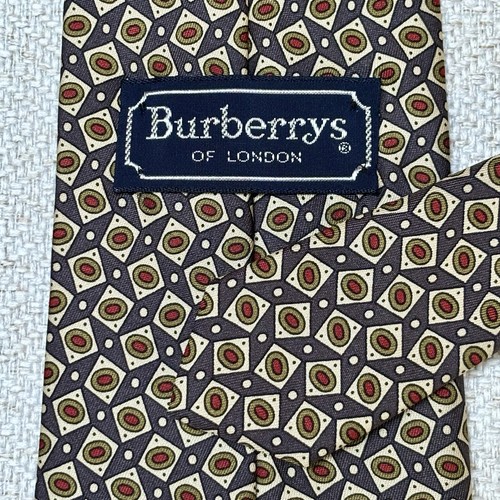 Burberrys of London 100% Silk Tie Olives Handsewn in USA Necktie 60" 3.5"