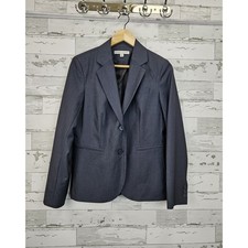 Larry Levine Womens Charcoal Gray 2-Button Tailored Blazer Jacket Size 10