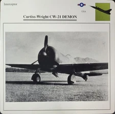 Curtiss Wright Demon Plane Picture Original Vtg Aircraft Info Collector Card 