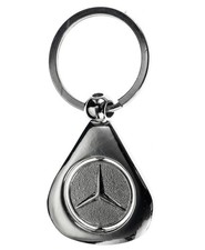 Heavy Mercedes-Benz Spinning Emblem Keyring 3in Teardrop Shape Used Vintage RARE