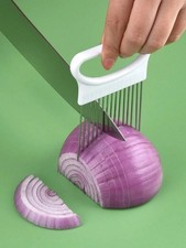 1pc Colorful Onion Slicer, Stainless Steel Potato Chip & Onion Holder