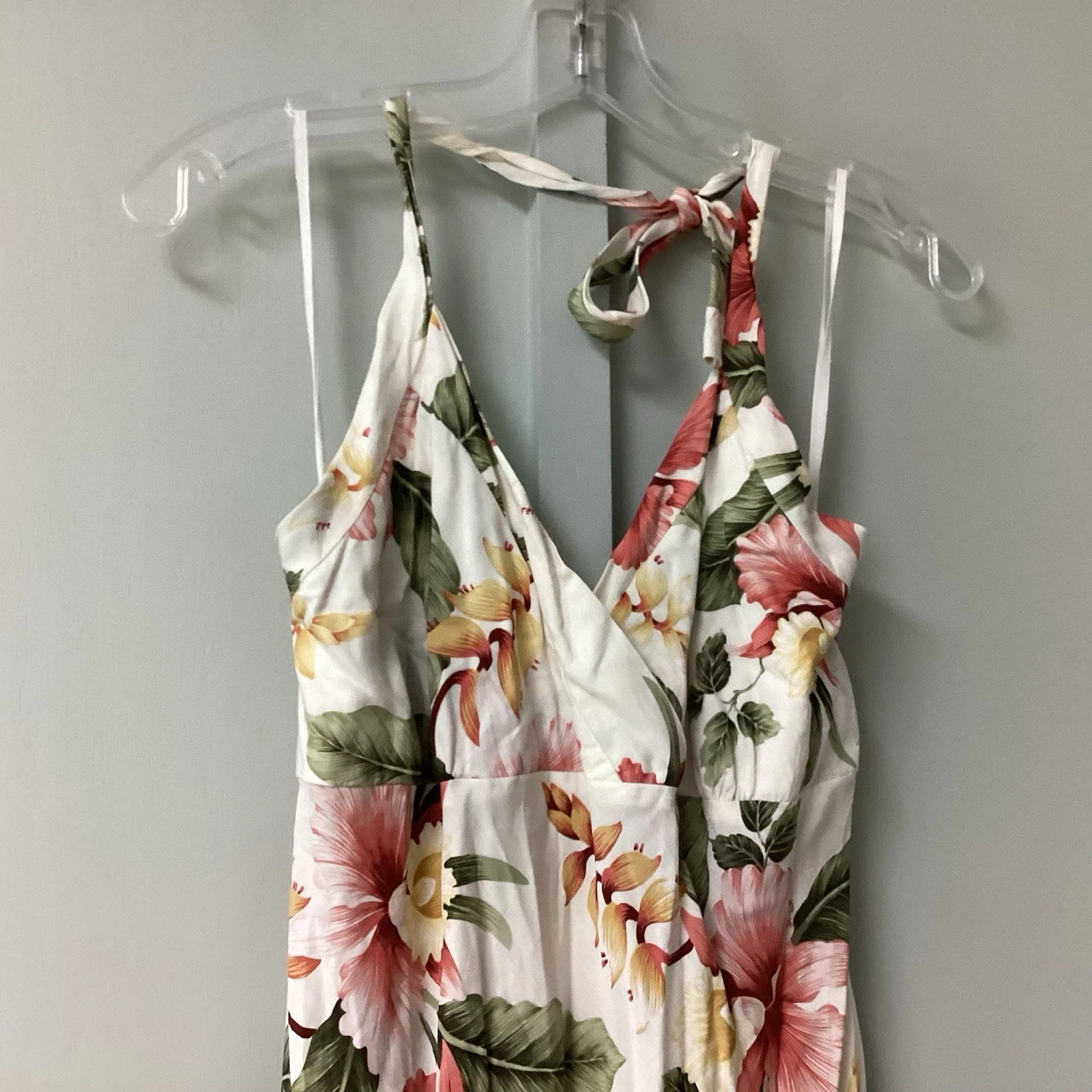 PALM ANGELS Maxi abito estivo hawaiano rayon taglia media due palme reggicalze scollo a cuore
