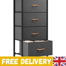 Versatile 4 Drawer Storage Unit with Fabric and Wood Top, Dark Grey Charm