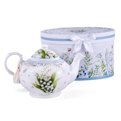 Lily of the Valley Porcelain Teapot in Gift Box   Floral Everyday Accent