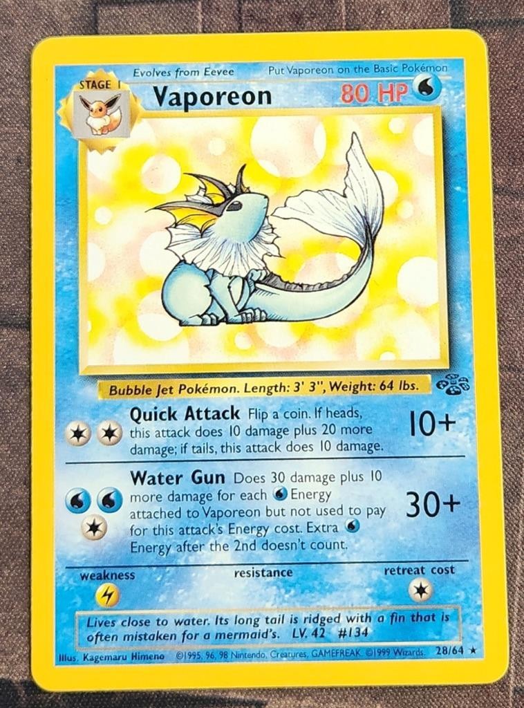 Pokemon: Jungle: Unlimited Vaporeon (28): Lightly Played Condition
