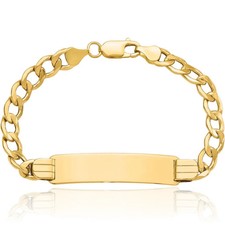 10K Solid Yellow Gold Curb Link ID Bracelet