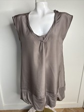 Eileen Fisher Systems Womens Size S Brown Sleeveless V-Neck Dress 100 Silk