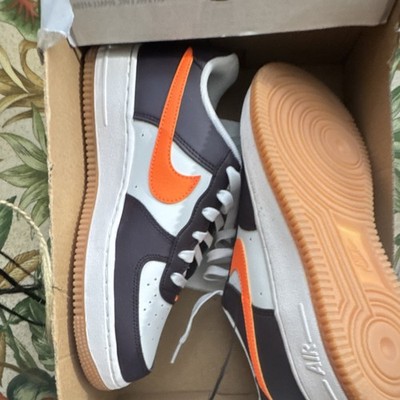 Nike Air Force 1 GS Summit White Total Orange Leather Sneakers Unisex Kids 6Y