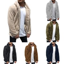Mens Fleece Hoodie Jacket Thick Solid Warm Hooded Coat Casual Outerwear