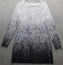 Michael Kors Shift Dress Womens Medium Multi Two-Tones Sequin Print Long Sleeve
