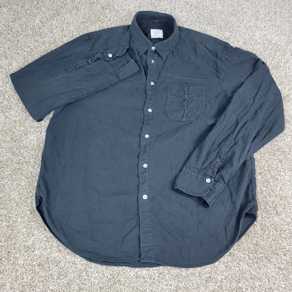 Rag & Bone Edición Estándar Para Hombres XL Negro Sólido Abotonado Manga Larga Foto 2 de 4