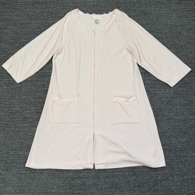 Eileen West Robe Women Medium Ballet Pink Full Zip Twee Pockets Cottage Core