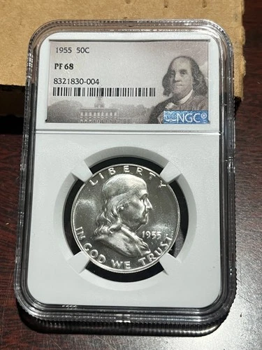 1955 Proof Franklin Half Dollar NGC PF68 White Coin PR68