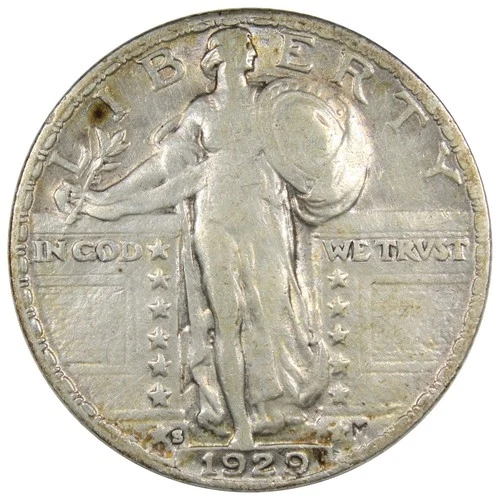 1929-S Standing Liberty Quarter XF+ EXTRA FINE DETAILS Cleaned A2982