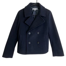 Uniqlo JW Anderson Pea Coat Womens XS Navy Blue Button Up Outdoors Classic NWT
