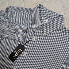 Rhone Commuter Shirt Slim Fit Italian All Way Stretch Fabric Navy Check Small