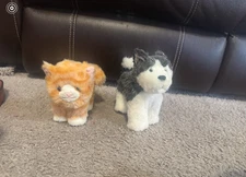 American Girl Doll pet lot orange cat & Husky dog USED for dolls articulated