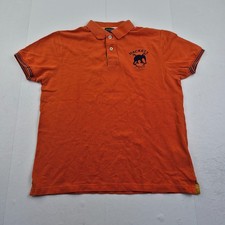 HACKETT Polo Shirt Large Orange Mens Collared 100% Cotton Embroidered Logo