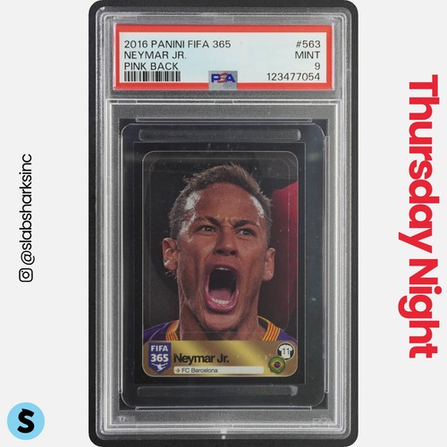 2016 PANINI FIFA 365 STICKERS #563 NEYMAR JR. PINK BACK PSA 9