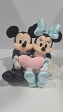 Disney Mickey  Minnie Mouse Wedding Plush Set Formal Attire Holding Heart