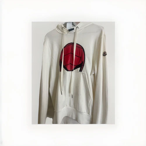 Felpa con cappuccio MONCLER stampa Spiderman bianca taglia M