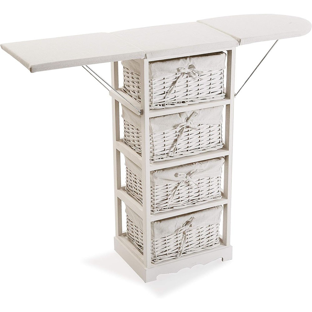 Asse da stiro mobile con 4 cassetti cestini contenitori panni indumenti per stir