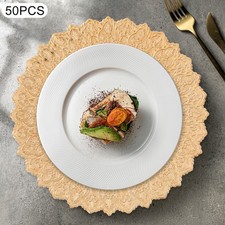 50Pcs 13inch Gold Embossed Plastic Charger Plates For Dinner Wedding Party Event