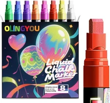 Window Chalk Markers for Cars Glass Washable, 8 Colors Jumbo Liquid Chalk Mar