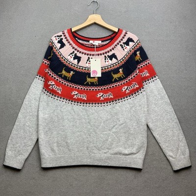 BODEN Edie Pullover Medium Fairisle Hunde Passe Strick Weihnachten festlich Wolle Alpaka