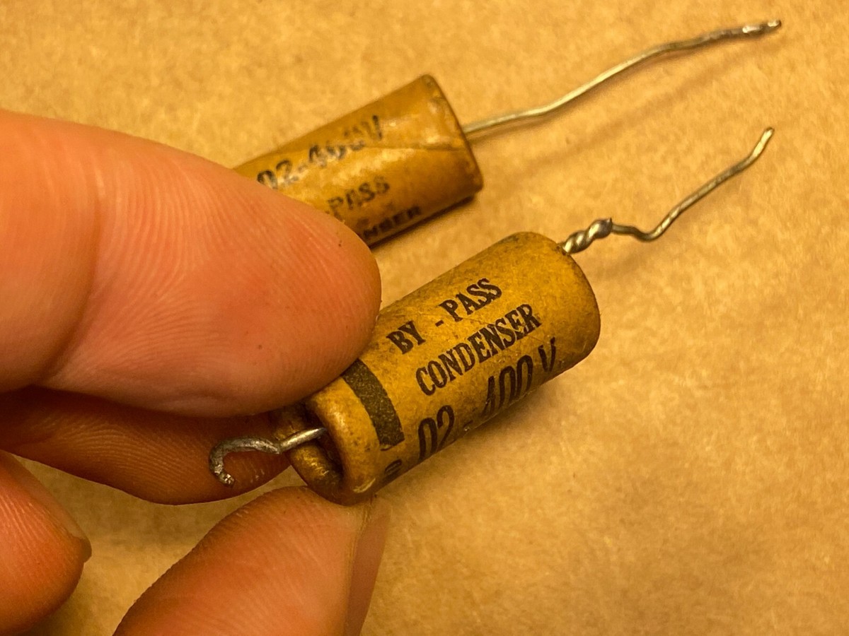 2 Vintage By-Pass Condenser .02 uf 400v Paper Guitar Tone